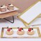 4 White Rectangular SERVING TRAYS Gold Metallic Lace Rim Design